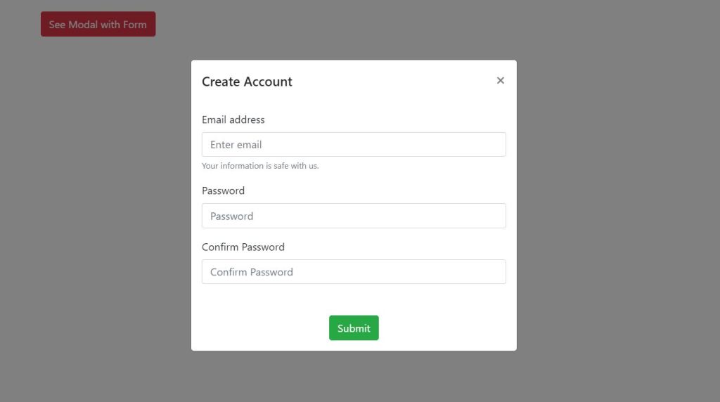 Bootstrap modal box window with form
