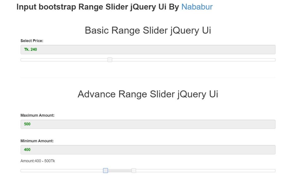 Simple Bootstrap Range Slider