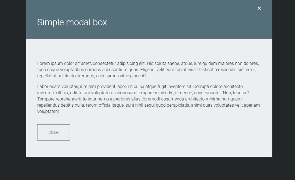 JavaScript/JS Simple Modal Box