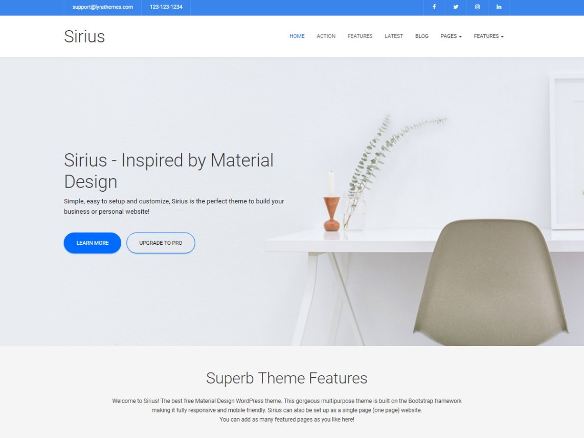 Sirius Material Design Business Theme