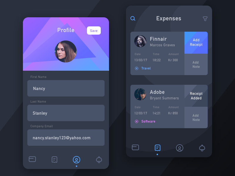 Expense Screen and Profile Exploration