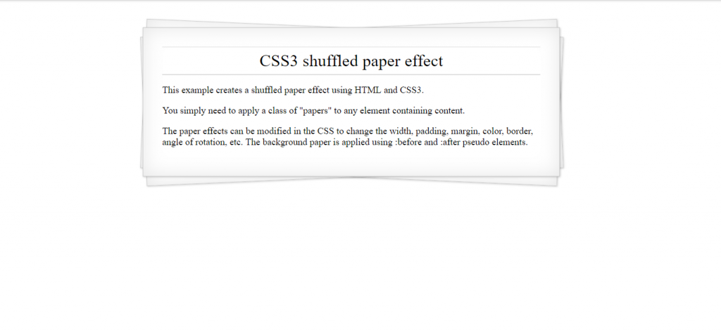shuffled paper effect
